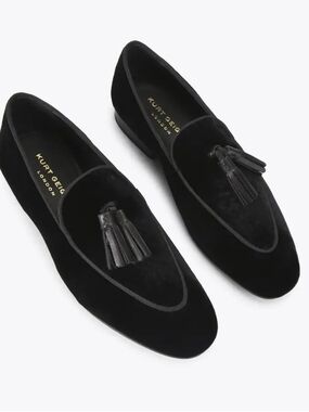 Kurt Geiger Black Velvet Tassel Loafers